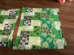 Lot Of 2 Green Hawaiian Hibiscus Flower Cotton Fabric 28” x26” & 25” X27”, New