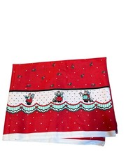 Christmas Holly Border Print Cotton Fabric Red White 46×44 Craft Quilt BTY