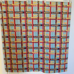 Vintage Metric System Cotton Corduroy Fabric Blue Yellow Red 1 1/3 yards