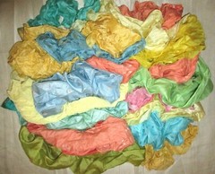 BBI LOT PURE SILK Antique Vintage Sari REMNANT Fabrics 100 GRAMS Pastel Dress