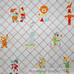 BonEful Fabric FQ Cotton Quilt VTG Unisex Nursery Circus Clown Zoo Animal Car UK