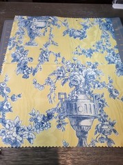Blue & Gold Upholstery Fabric Bundle Light to Medium Weight Sewing Destash