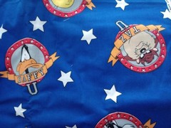 looney tunes bugs daffy fun fabric logo blue 21 x 12 inch 1pc new