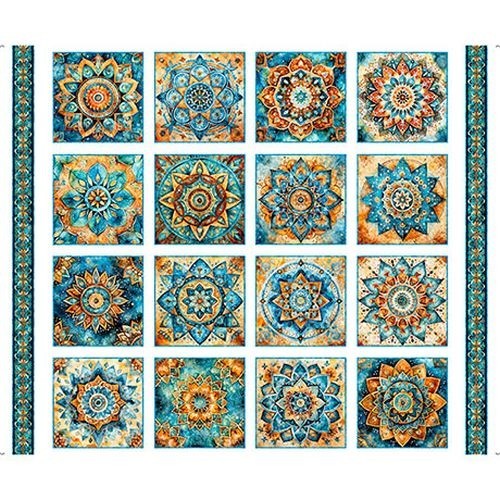 Bohemian Sunrise By Quilting Treasures – White Medallion Patches Panel #31088-Z