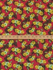 Yellow Rose Crepe Fabric Dress Blouse Apparel Red Floral By the Yard