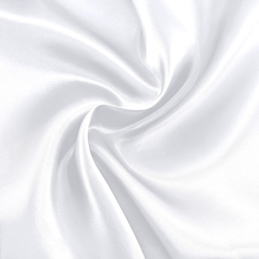 White Satin Fabric by the Yard, 1 Yard X 60 Inch Wide Silky Charmeuse Satin Fabr