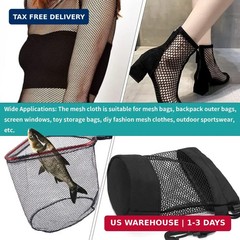 FSWCCK Black Mesh Fabric, 62 x 59 Inch Soft Mesh Netting Slightly Stretchy for S