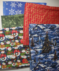 Lot of 5 Cotton Christmas Holiday Winter Prints Snowman 3+ yds total