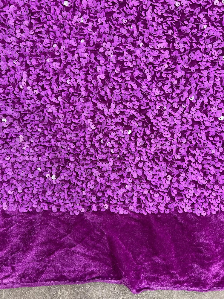 Stephanie ORCHID Overlap Sequins on MAGENTA Stretch Velvet Fabric by the Yard f