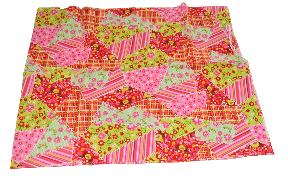 Vintage Jo-Ann Pink Red Green Floral Cotton Blend Fabric 26″ Wide x 1 Yd 2″