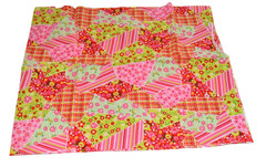Vintage Jo-Ann Pink Red Green Floral Cotton Blend Fabric 26″ Wide x 1 Yd 2″