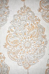 Tan and Orange Print 56″ Wide Linen/Rayon Blend 5 yards Available By the Yard