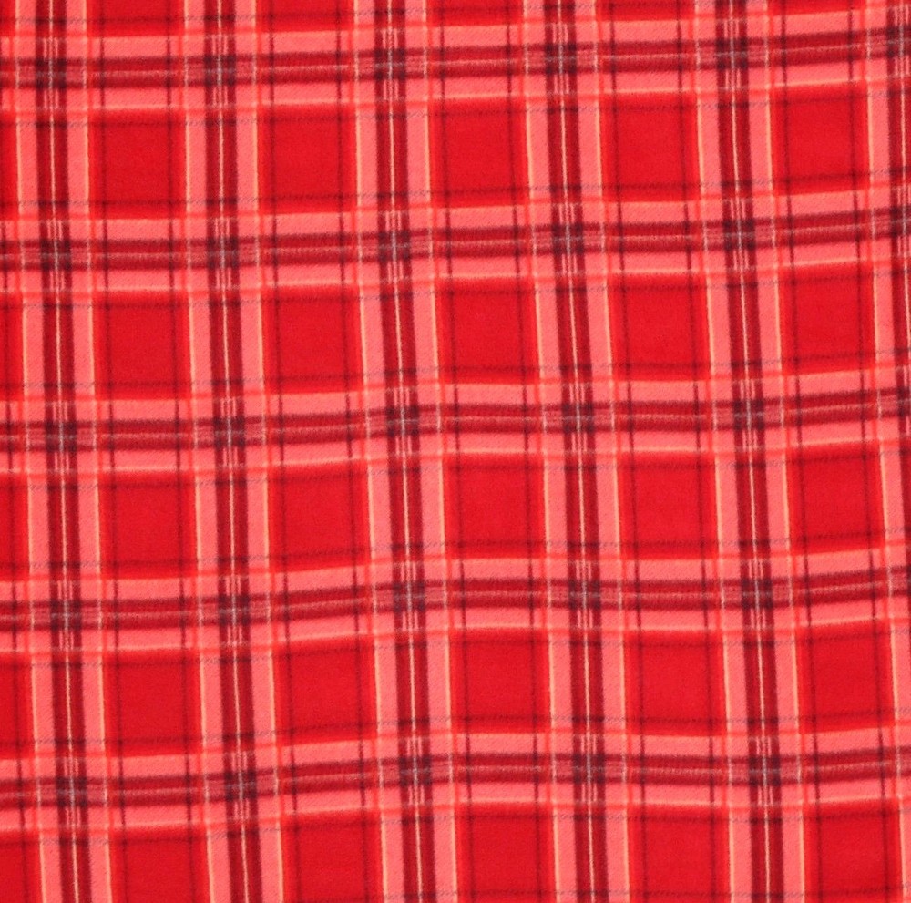 BTY* PLAID MAROON, TANGERINE, AND ORANGE FLEECE MATERIAL FABRIC 1 YD 60×36″