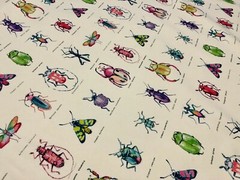 IVORY INSECTS Butterfly Bug Beetle Fabric Cotton Material Curtain Home 55” wide