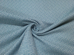 Covington LAT GEO PEACOCK Teal Blue Trellis Weave Designer Drapery Uph Fabric