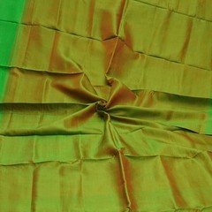 Vintage Green Dual Tone 100% Silk Handloom Sari Remnant 4YD Craft Fabric Scrap