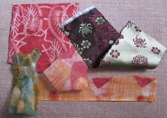 Crafting supplies,silk scraps bundle,Slow stitching,handdyed batik,Twosided silk