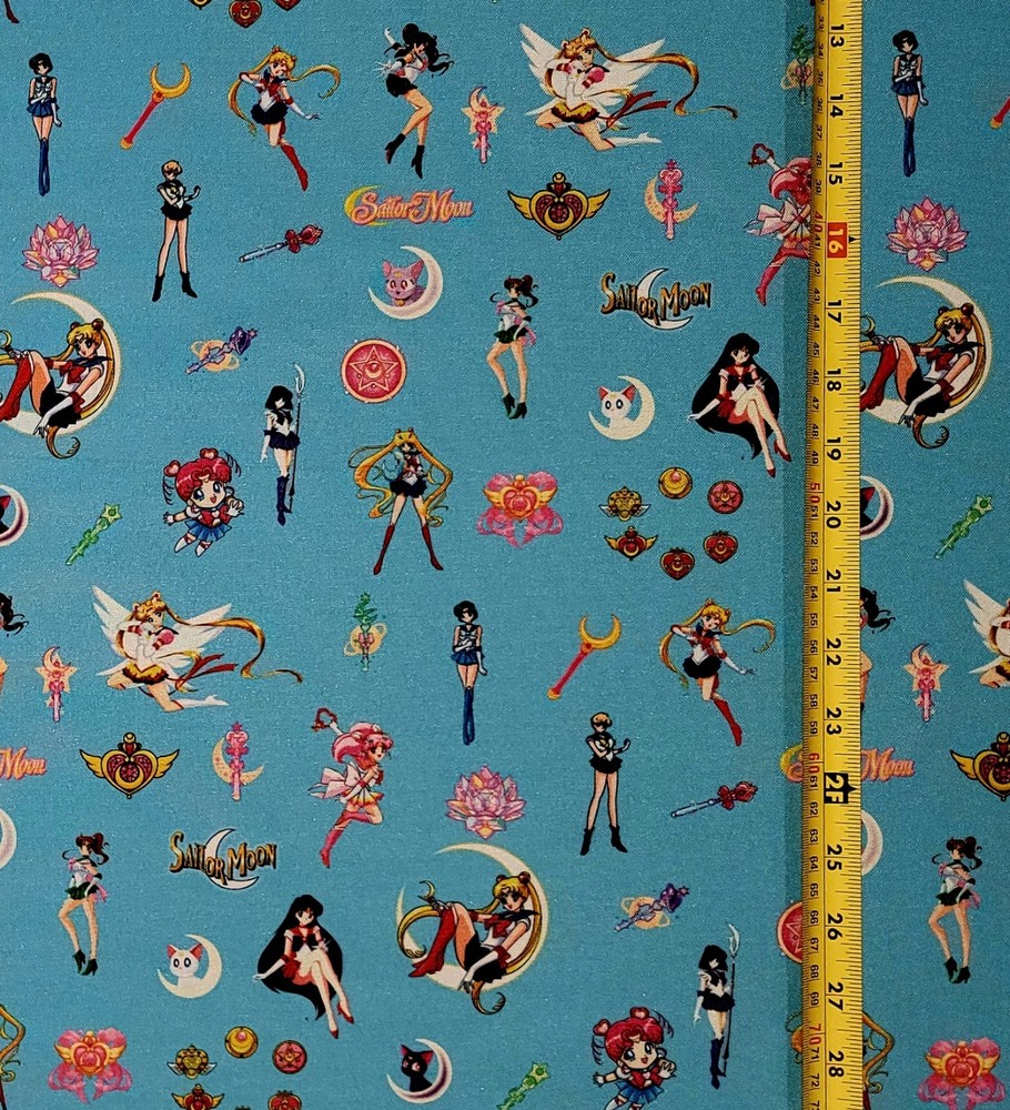 SAILORMOON BLUE ANIME 1 YARD FABRIC ( 36″ X 58″ ) BRAND NEW