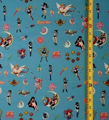 SAILORMOON BLUE ANIME 1 YARD FABRIC ( 36″ X 58″ ) BRAND NEW