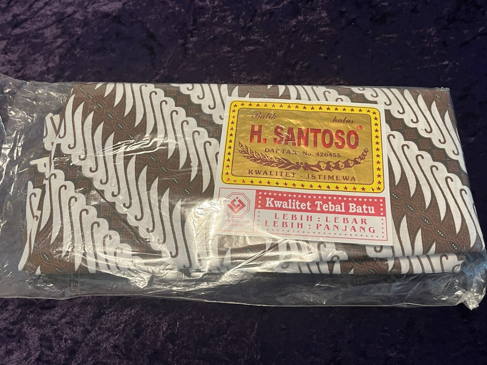 NEW Fabric Batik Material Brown White Tebal Santoso Authentic Indonesia 84 x 43