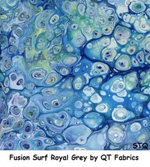 Fusion Ripple Turquoise Panel 24×44 cotton quilt fabric QT fabrics Cranberry