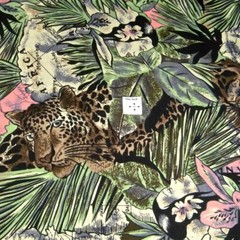 Leopards, Tropical Jungles of Africa, Maps, Cotton Fabic, BTY