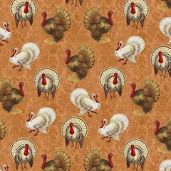 David Textiles 36x44in Cotton Turkey Thanksgiving Precut Sewing Craft Fabric