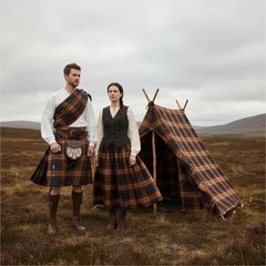 MacMillan Black Modern Tartan Fabric Poly Viscose Wool Free 60″ Wide UK Woven