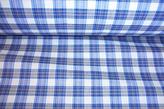 NEW Blue/Beige Plaid polyester cotton fabric cloth material, craft quilts