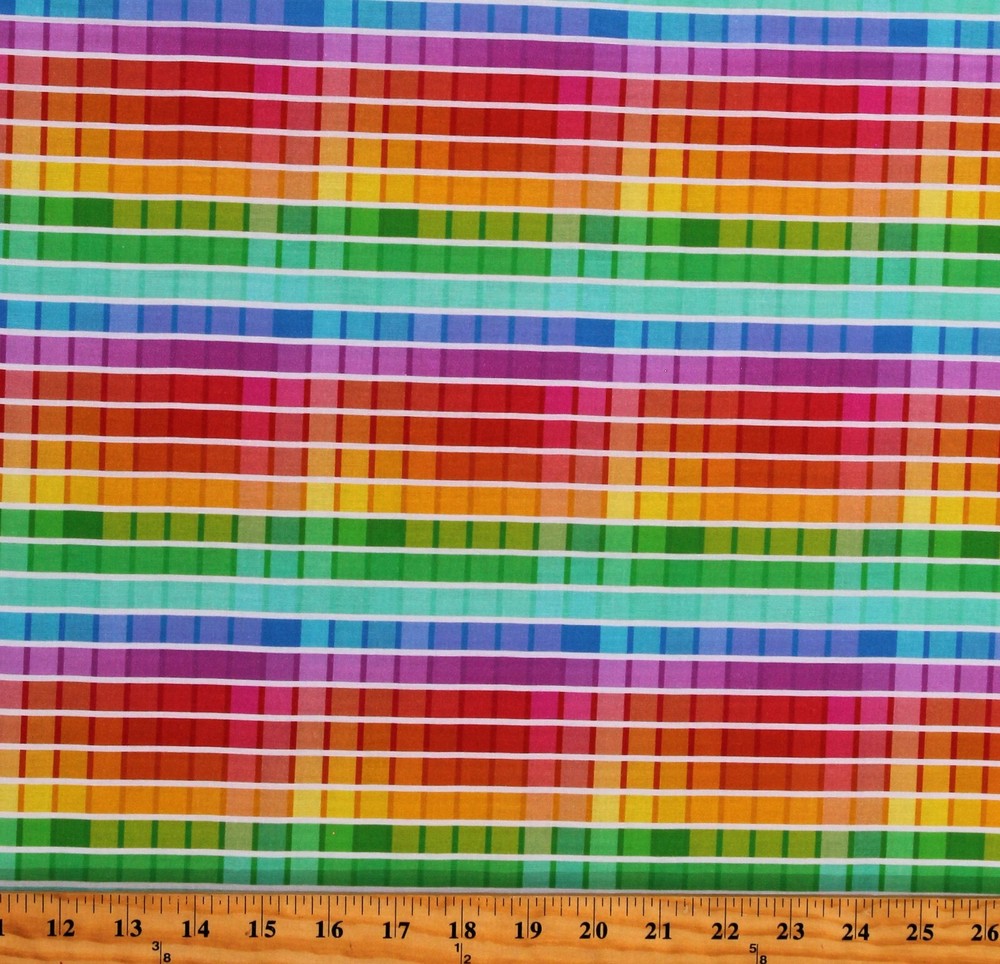 Cotton Multi Ombre Check Squares Hues Cotton Fabric Print by the Yard (D767.79)