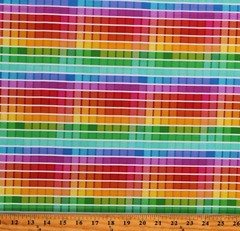 Cotton Multi Ombre Check Squares Hues Cotton Fabric Print by the Yard (D767.79)