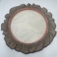 Vtg Set of 3 Hoop Fabric Wall Art Mallard Duck Decor Ruffled Lace Round Cabin