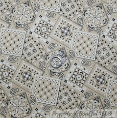 BonEful Fabric FQ Cotton Quilt Brown Khaki B&W Flower Paisley Bandana Farm House