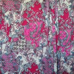 Ornate Italian Paisley Viscose Challis Fabric 60×80″ Pink Red Blue White 2.2 Yds