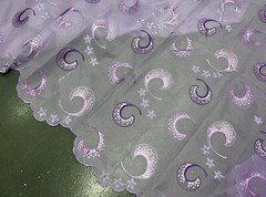 1.5 Yard Lavender Rhinestone Sequins Embroidered Lace fabric 50” Width