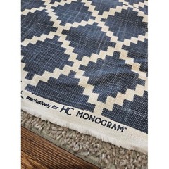 HC Monogram Lulu DK Gaston Navy Blue White Diamond Tile Fabric Price Per Yard