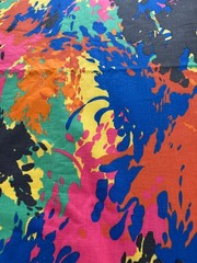 DEADSTOCK VINTAGE 80’s PAINT SPLATTER ABSTRACT COTTON FABRIC 3.33 Yards x 54″