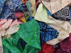 Lunn Fabric Scraps 1 Pound ~4 Yards Artisan Batik Hand Paints Grab Bag Scrap