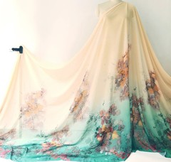58” Wide By Yard Floral Painting Chiffon Gauze Dancing Dress Fabric Chiffon 50D