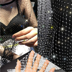 Crystal Fishing Net Mesh Fabric Diamante Hollow Out for Dress Top Bag By Meyer