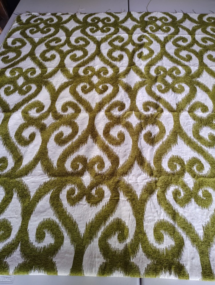 Piece Of Fabric, Green/White Swirl Pattern, 55″ x 107″, Sewing, Quilting
