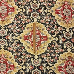 COVINGTON JAIPUR KOHL BLACK RED TURKISH MEDALLION LINEN FABRIC BY YARD 55″W