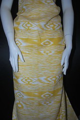 European Linen 100% Natural Fiber Beautifull Ethnic Print 5oz Mustard Off White