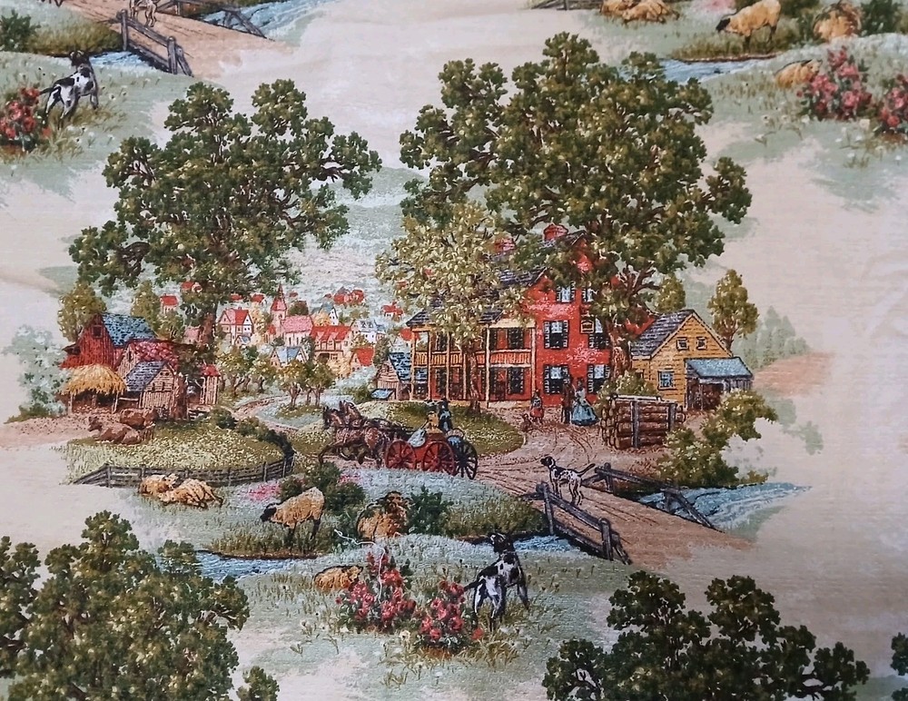 Boucle English Countryside Farmhouse Fabric Horse Buggy 46″x4yds 2 Pieces