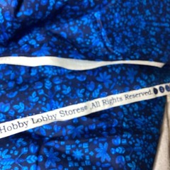 New Fabric, 6 Yards, 20 In. Black Background, / A Med. Blues , 42 Wide.