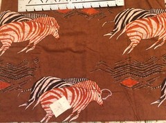 Tribal Zebras in Motion on Brown Cotton Fabric 2 Yards