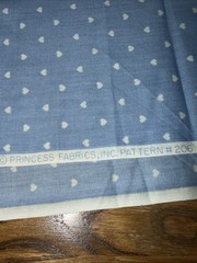 Light Blue With White Hearts Princess Fabrics Inc Cotton 32” X 46”
