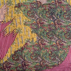 South Asian Raw Thin Woven Multicolor Paisley Striped Clothing Fabric 139×40”