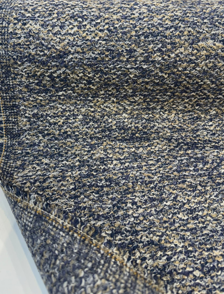 Dreamy Blue Steel Textured Boucle Performance Upholstery Fabric By The Yard