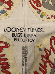 “Looney Toons BUGS BUNNY” by Warner Brother~fabric pillow cut-out VINGAGE 1981
